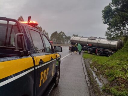 Acidente com caminhão-tanque mata duas pessoas na BR-277