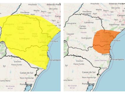 Inmet emite alerta de tempestade para todo o Paraná