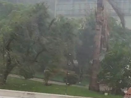 Temporal provoca chuva de granizo e ventos de até 79,6 km/h em Curitiba