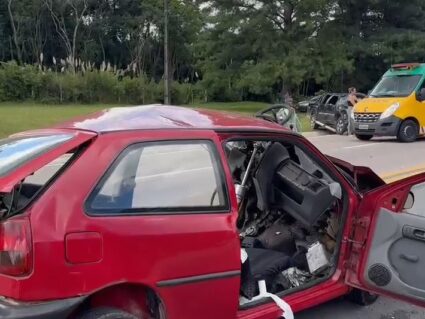 Três pessoas ficam feridas em acidente na BR-116, em Mandirituba