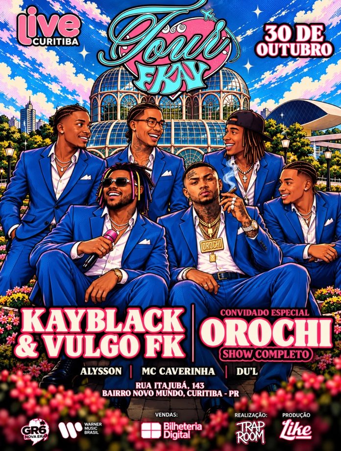 FKay Tour chega a Curitiba com KayBlack e Vulgo FK, convidando Orochi dia 30
